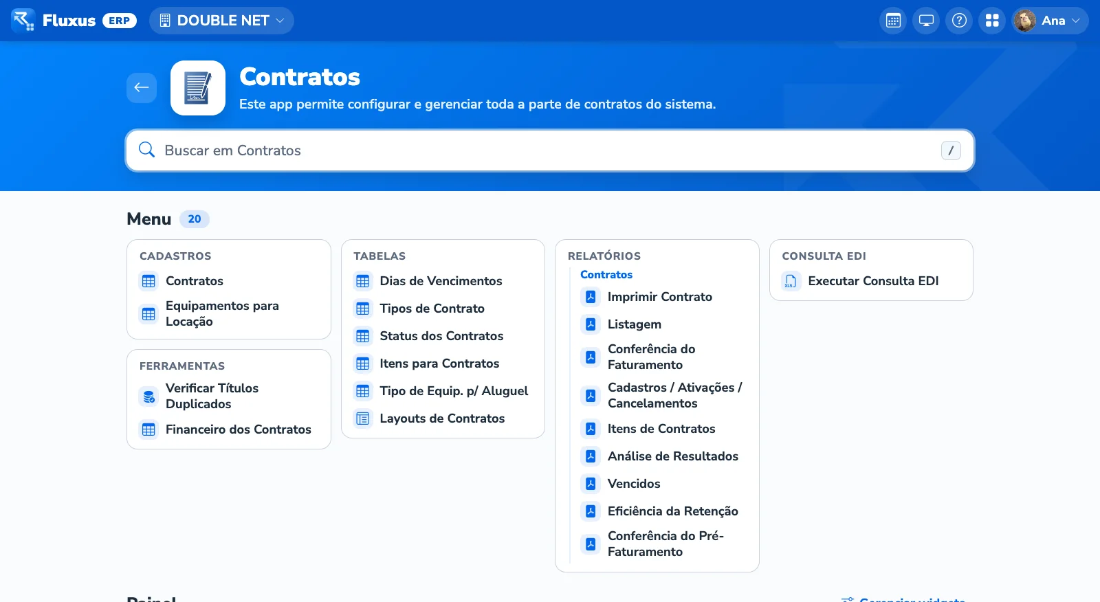 Painel de contratos